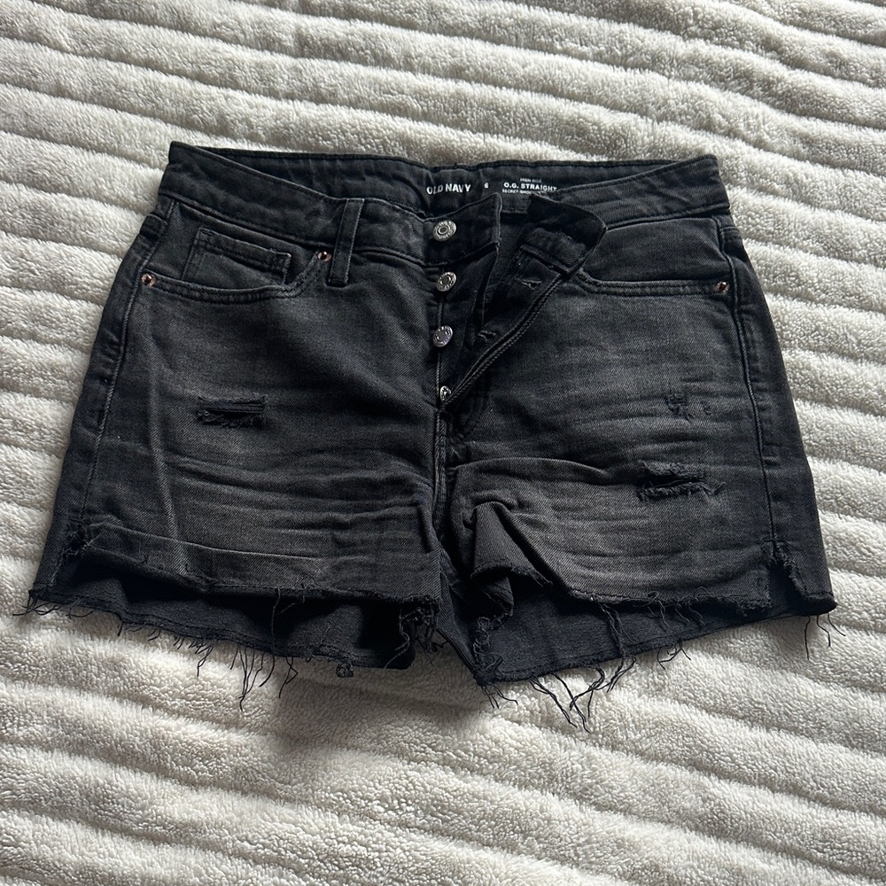 Old Navy Black Distressed Jean Shorts